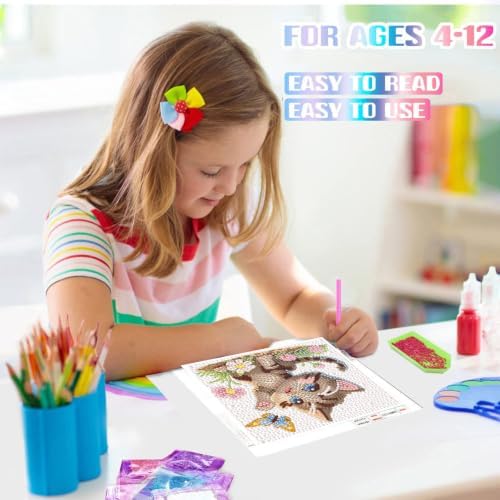 Cat Diamond Art Painting Kits for Kids with Frame Ages 4-8-12 (7x7 inch)