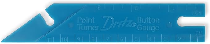 Dritz 5-1/2" Button Gauge & Point Turner, 1 Count Guage & Turner, Blue, 7.75 x 2.88 x 0.5