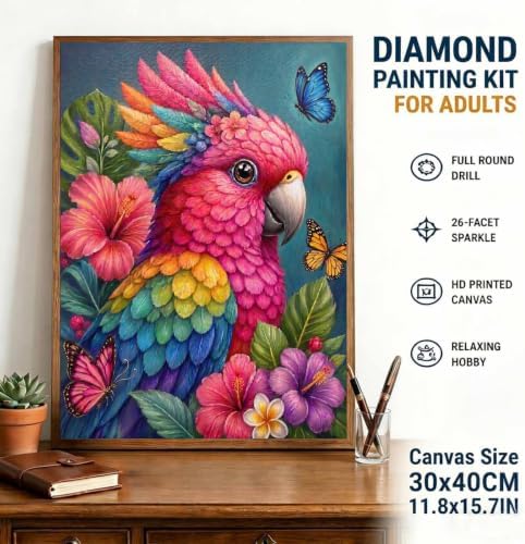 TOPCLTV Parrot Diamond Art Kits for Adults,Tropical Bird Diamond Painting