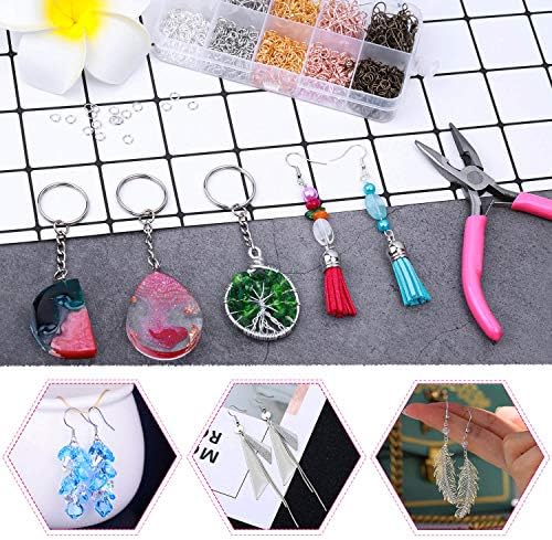 Earring Hooks, Audab 1400pcs Making Kit with 200pcs Ear Ring 1000pcs Jump Rings, Backs and Jewelry Pliers for Supplies Findings