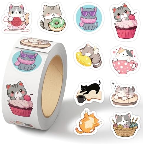 500Pcs Cat Stickers Waterproof Vinyl Decals