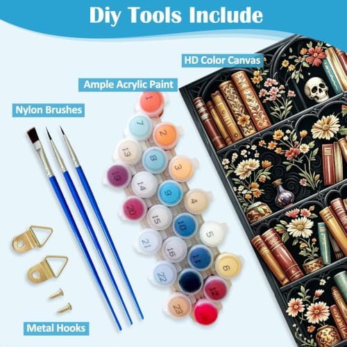 Tabszca Halloween Bookshelf Paint by Numbers Kit for Adults 16 X 20 Inch