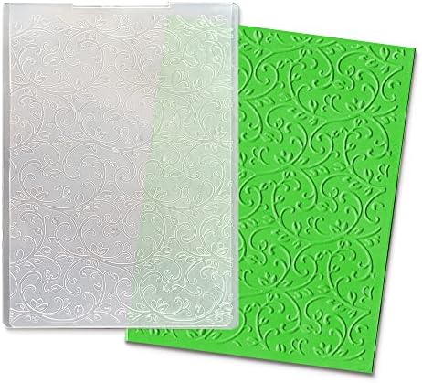 ALIBBON Lace Leaves Background Plastic Embossing Folders for Card Making, Vine Background Embossing Folders for DIY Scrapbooking, Flower Frame Folders for Paper Craft Photo Album Decorations