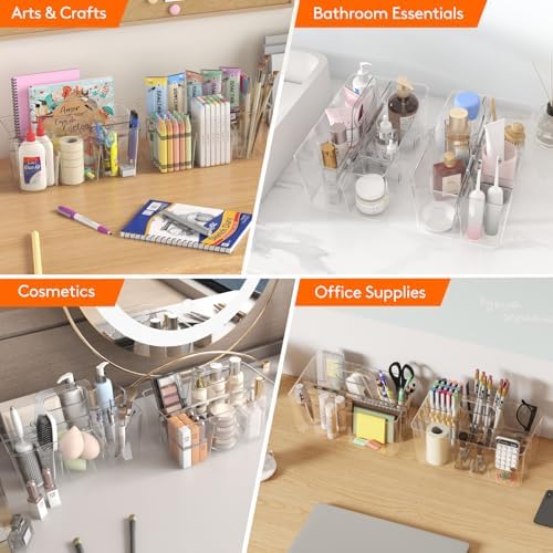 Lifewit Art Supply Caddy with Handle, Plastic Craft Storage, Clear, 2 Pcs