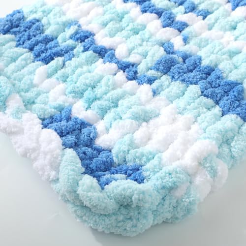 Chunky Yarn for Hand Knitting, No7 Thick Yarn, 250Grams 32Yards, Pack of 4, Perfect for Knitters and Crafters (Fresh Blue)