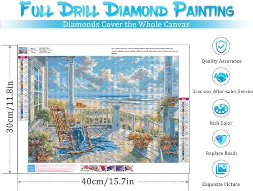 Diamond Art Kits for Adults,Beach Landscape Diamond Painting Kits 12x16in
