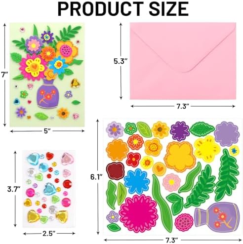Treasure Cove Card Making Kits for Kids Handmade DIY Greeting Card 12Pcs | Thank You Cards Art Crafts, Envelopes Stickers, Girls, Boys, Birthday, Thanksgiving Party Supplies