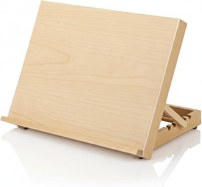 12.5"x16.5" Foldable Beechwood Tabletop Painting Easel | Portable Drafting Table & Art Stand, 5-Position Desk Easel With Smooth Art Board For Studio Sketching, Art Supplies