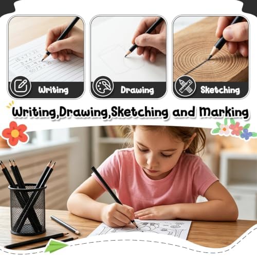 24 PCS Black Colored Pencils, Pre-sharpened Professional Wooden Art Pencils Set for Artists Painting | Premium Drawing Sketching Supplies