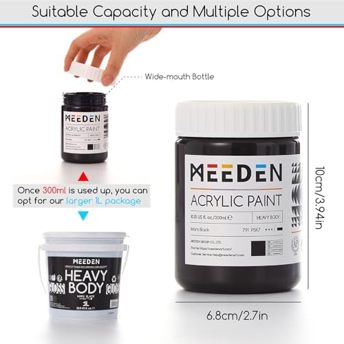 MEEDEN Mars Black Acrylic Paint: 300ml /10oz Heavy Body Gloss Finish