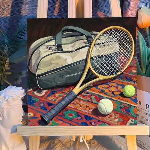 Reivworl Framed Tennis Paint by Numbers Kit for Adults Beginner 10×10 inch