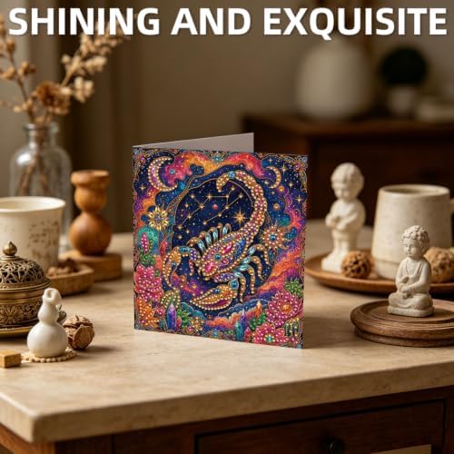 POETRYDRAW DIY Diamond Art Painting Greeting Card Kit, Creative Craft Set for Card Making，12 Zodiac Signs