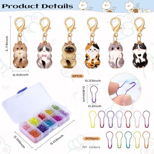 306 Pcs Stitch Markers, Metal Stitch Markers for Crocheting, Metal Safety Pins for Knitting and Crocheting