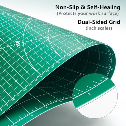 ArtAt Self Healing Cutting Mat: 48″x 36″ Green Double Sided PVC Non-Slip 5 Layers Craft Mat for Maximum Healing - Great for Sewing & Quilting & Scrapbooking and Craft & Art Projects…
