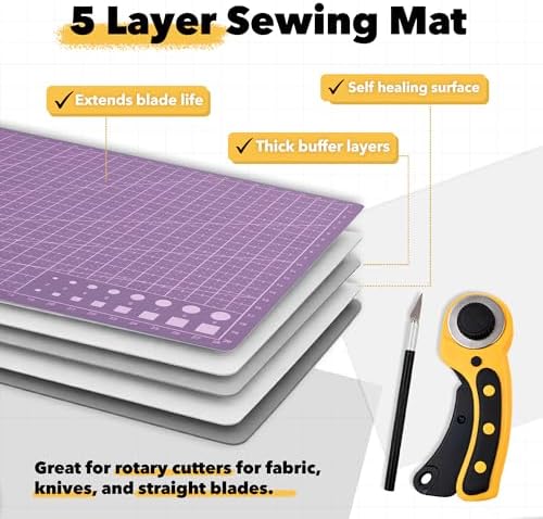 Mandala Crafts Self-Healing Purple Pink 24" x 36" A1 Cutting Mat for Sewing