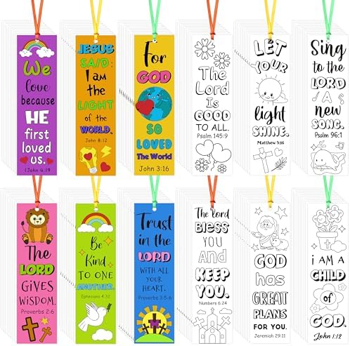 120Pcs Bible Color Your Own Bookmarks Religious DIY Crafts