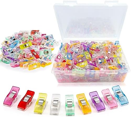 Quilting Clips and Sewing Fabric Clips, KOLUPA 200 Pcs Plastic Embroidery Clips with Storage Box, Multipurpose Crafting Tools Supplies and Accessories (Assorted Colors)