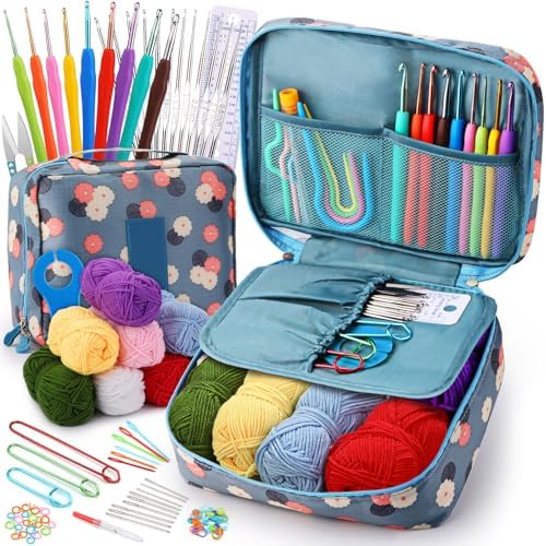 LOKUNN Crochet Kit for Beginners 102 PCS Beginner Crochet Kit for Adults