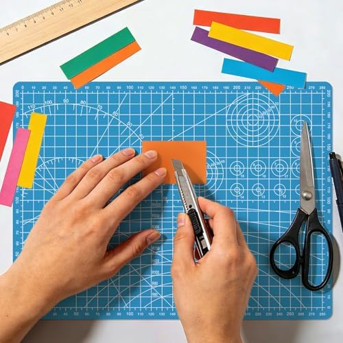 A4 Cutting Mat,Small Self Healing Sewing Mat 12in x 9in Rotary Cutting Mat Double Sided Thickened Craft Cutting Board for Hobby Fabric Precision Sewing Modeling Quilting Projects,Blue