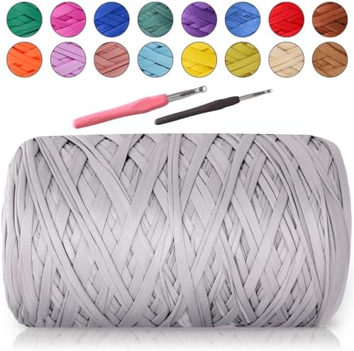 MESTOON 1000g T-Shirt Yarn Soft Elastic Crochet Grey