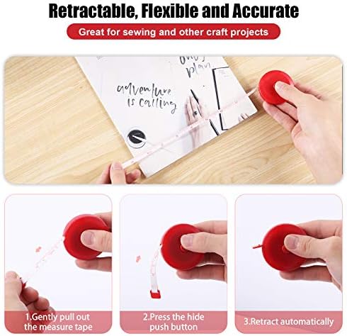 Tape Measures Retractable, Fabric Measuring Tape, 60 Inch Small Sewing Tape Measure for Craft Nursing Medical Travel(3 Pack/Red)