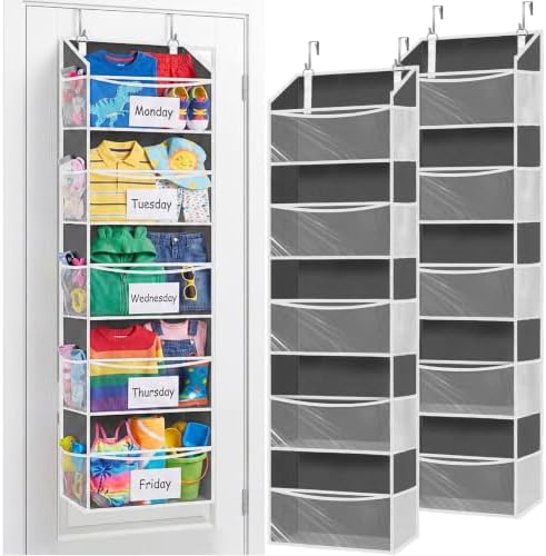 Ofiray-home 2P 5Tiers Over Door Organizer,Weekly Clothes Organizer for Kids