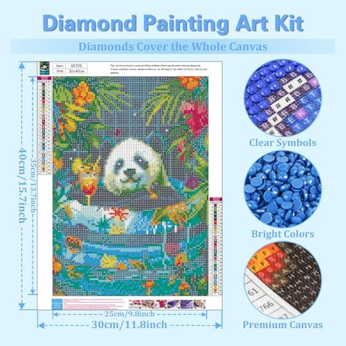 Reivworl Panda Diamond Art Kits for Adults Beginner 12×16 inch