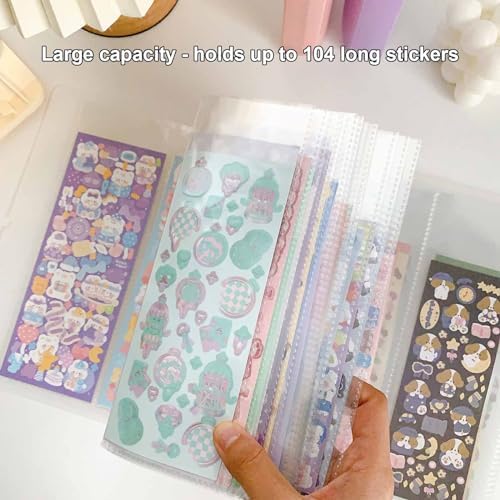 2 Pcs Sticker Storage Book, BetterJonny Large Clear Storage Book for Planner Scrapbook Stickers Organizer Binder Can Holds 104 Stickers, 2pcs B