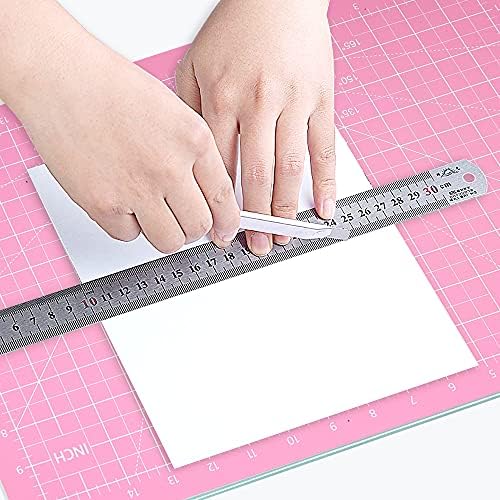 TCAIRG Self Healing Cutting Mat 18 inchx12 inch Non-Slip PVC Double Sided 5-Ply A3 Art Craft Rotating Mat,Sewing Crafts Hobby Fabric Precision Scrapbooking Project(Pink/Purple)