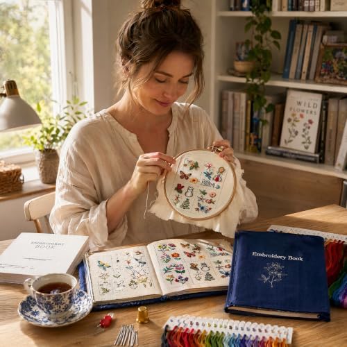 Bekecidi Embroidery Starter Kit for Beginners, Complete Hand Embroidery Kit with Embroidery Book, Patterns & Basic Tools, Easy-to-Use Stitching Kit for Adults & Beginners
