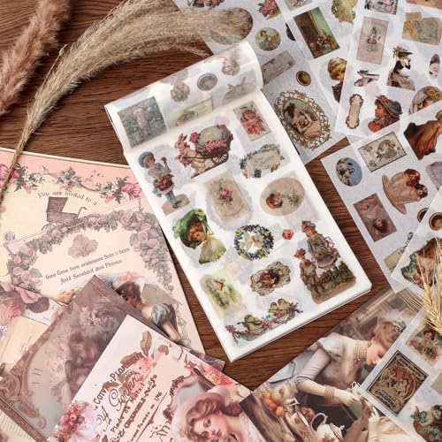 Victorian People Scrapbook & Sticker Book for Adults - 450 Pre-Cut Washi Stickers, Scrapbook Paper, Junk Journal Sticker and Vintage Stickers for Scrapbooking