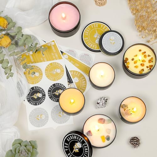 CONNOO 48 Pack - 24pcs 8oz & 24pcs 4oz Matte Black Candle Tins with Lids
