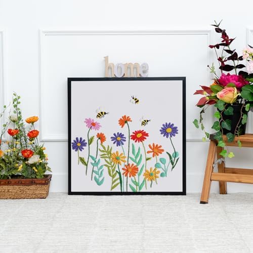 Louise Maelys Embroidery Kit for Beginners Daisy Flower Bee Stitch Set