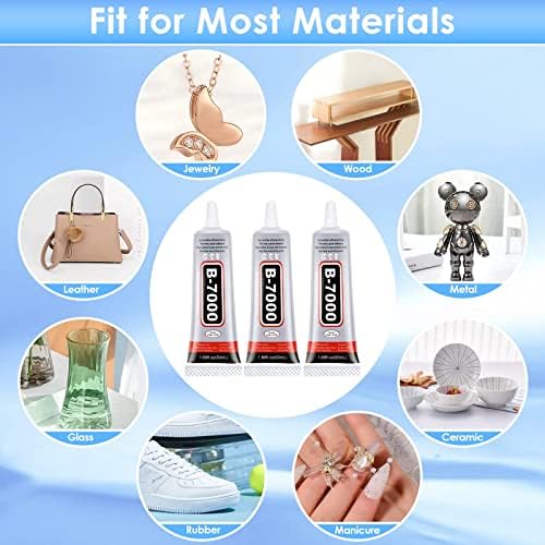 B7000 Glue for Rhinestones Crafts, 3PCS Clear B-7000 Super Jewelry Glue