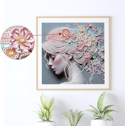 AiYuanzsh Special Shape Diamond Painting Kits for Adults, 5D Crystal Rhinestone Diamond Art Canvas, DIY Paint by Diamonds Craft Kit, Sparkling Woman Profile Diamond Painting for Home Wall Decor Gift