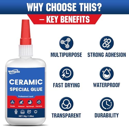 Ceramic Glue 2 X 30g, Waterproof & High-Strength Instant Adhesive