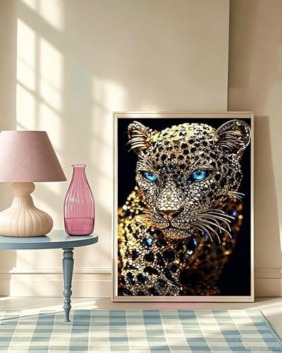 Xylogist Black Cheetah Diamond Art Kits for Adults 12 x 16 Inch