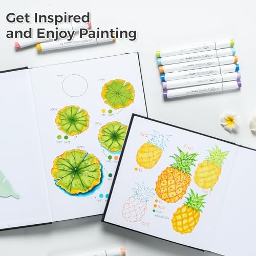 Ohuhu 2 Pack Marker Paper Pad Art Sketchbook for Drawing and Sketching | 8.3"x8.3"&8.3"x11.7" Art Sketch Book Drawing Papers Each Size Holds 78 Sheets/156 Pages -120 LB/200 GSM -Hardcover Sketch Pad