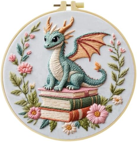 JOZYSH Black Dragon Handmade DIY Embroidery kit,Suitable for Adult Beginners,Includes Embroidery Cloth, Instructions, Embroidery Frame and Needle and Thread, Suitable for Holiday Gifts (Dragon1)