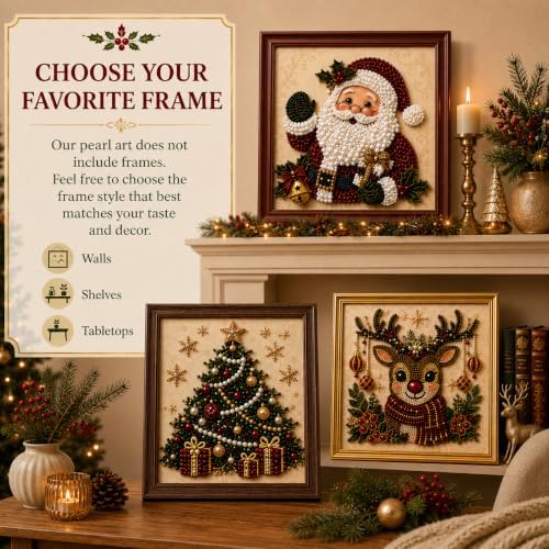 LJSCQF DIY Christmas Pearl Diamond Painting Art Kit with Frame, Home Wall Decor Art Craft Kit, Holiday Christmas Wall Decor, Handmade Home Decoration Gift (Santa Claus B, 12x12in)