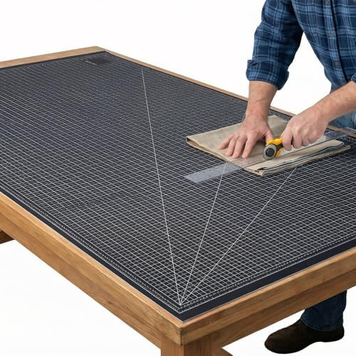 Self Healing Cutting Mat Extra Large 47 x 94 in, Large Table Protector Mat with Double Sided Black White Grid, PVC Craft Cutting Board for Rotary Cutter, Sewing, Quilting, Fabric, Vinyl, Leather