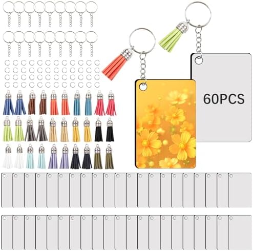 240Pcs Sublimation Keychain Blanks Double Sides 80 MDF Sublimation Keychains Blank with 160 Rings and Clips