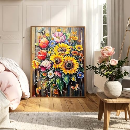 Flowers Diamond Art Kits for Adults, DIY Crafts for Adults 12x16in