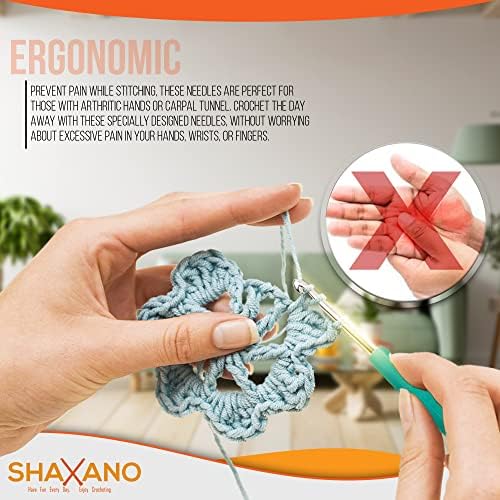 SHAXANO Crochet Hooks Kit with Case, 86-Piece, Ergonomic Crochet Needles Weave Yarn Kits DIY Hand Knitting Art Tools for Beginners and Experienced Crochet Lovers