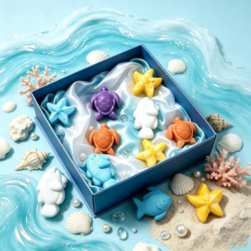 2Pack Ocean Sea Animal Silicone Mold, Sea Turtle Starfish Fish Chocolate Candy Fondant Mold, Beach Silicone Mould for Cake Decoration, DIY Soap, Resin Craft, Ocean Mermaid Theme Party