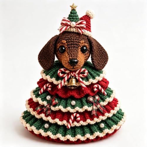 Crochet Animal Christmas Tree DIY Kit–Stitch a Little Christmas Magic，Dog