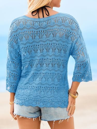 Saodimallsu Womens Crochet Cover Up Sweater Tops
