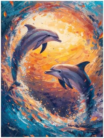 XTCIXAL Diamond Art Kits for Adults, Dolphin Diamond Painting, 12x16 Inch