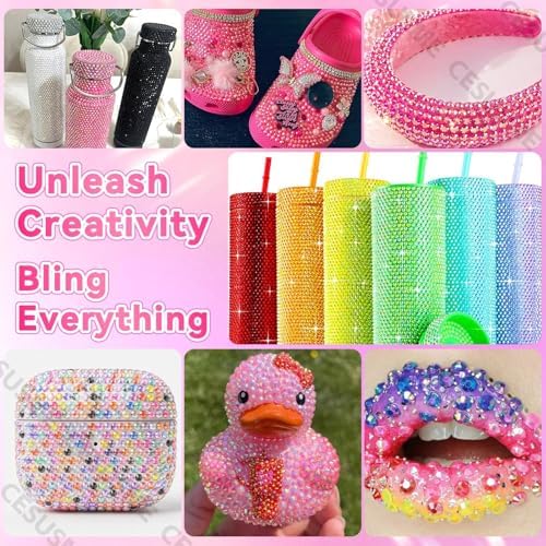 28000 Pcs Color Rhinestones Bedazzling Kit, Dark Rose Red Resin Jelly Gems