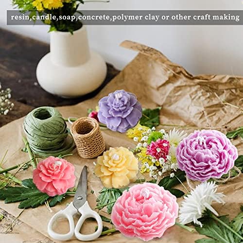 6PCS Flower Silicone Mold Set, 3D Bloom Rose Peony Fondant for Chocolate Cake Decor, Soap Candle Making Kit, Resin Epoxy Casting Polymer Clay Craft Gift